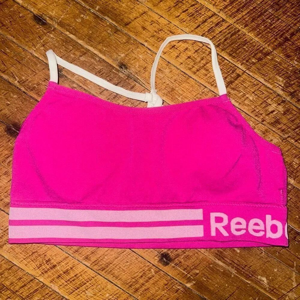 Reebok girls L barbiecore athletic sporty strappy bra